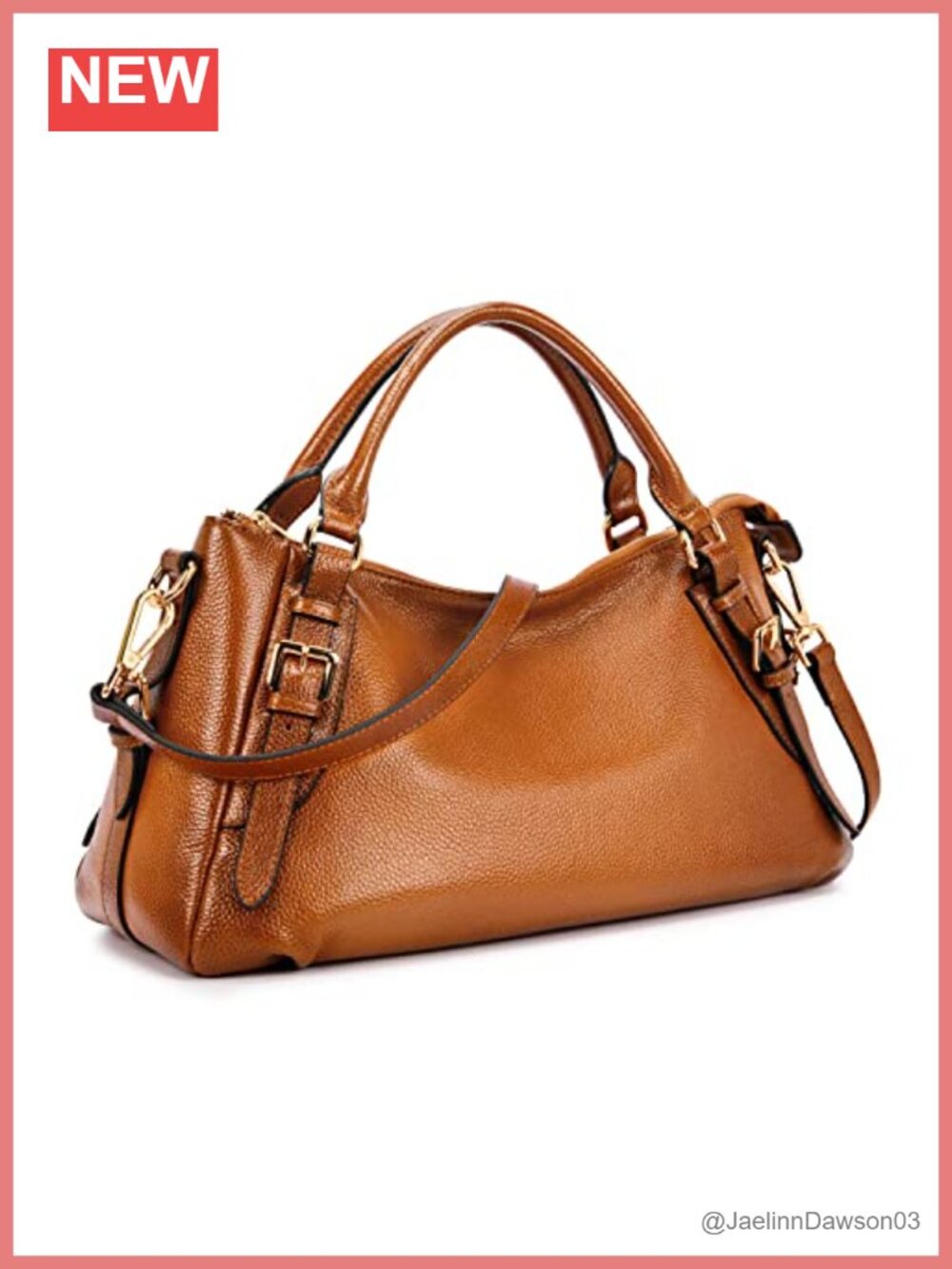 Genuine Leather Satchel Top Handle Crossbody Bag
